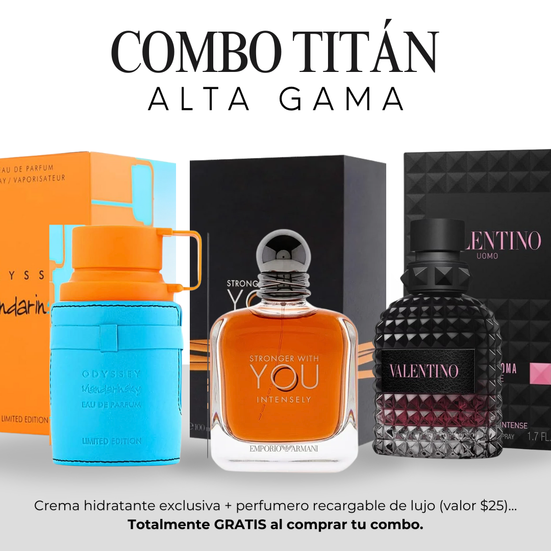 COMBO TITÁN | Armaf Odyssey Mandarin Sky | Stronger With You | Valentino Uomo Born in Roma | 100 ML